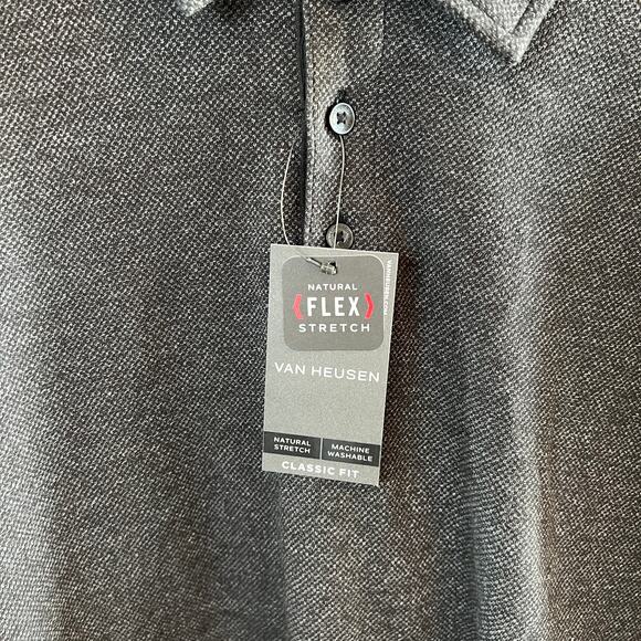 Van Heusen Long Sleeve Heathered Black Collared Pullover Size XL NEW - Picture 2 of 6